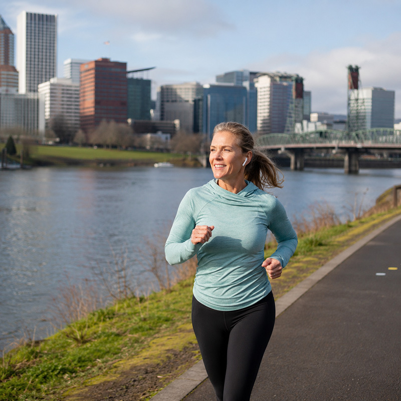 Woman Running in Portland